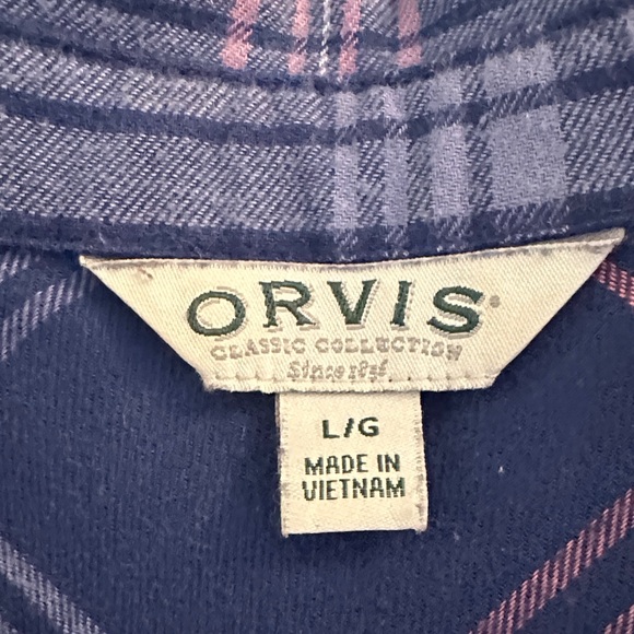 Orvis Women's Blue & Pink Plaid Fall Winter Casual Long Sleeve Button Down Top - Picture 4 of 7